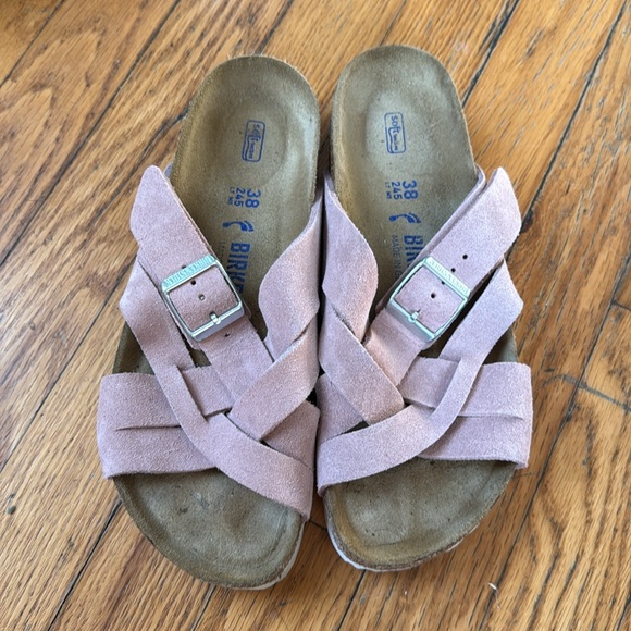 Birkenstock Lugano pink clay suede Women's Blush Sandals 38 - Picture 2 of 9